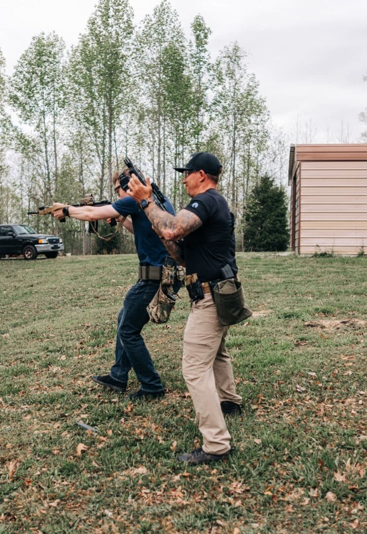 Two police officers are practicing their shooting skills.